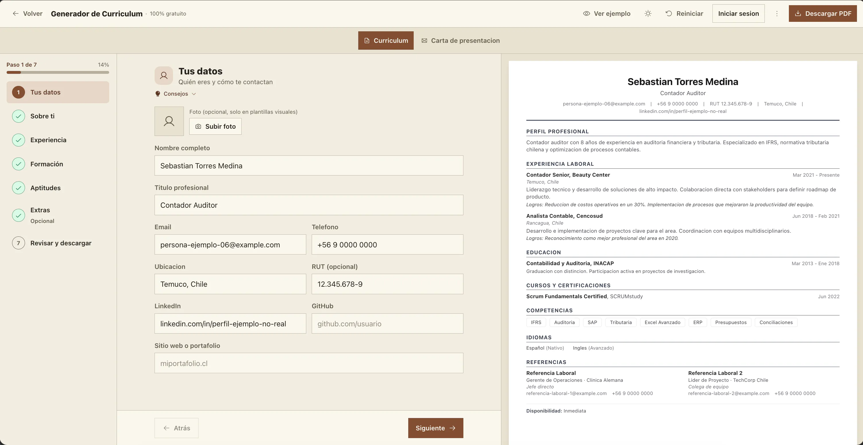 Captura de pantalla de Curriculum Gratis Chile